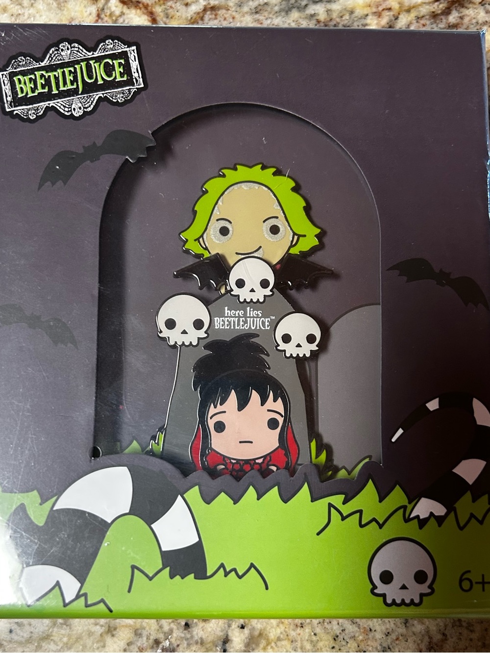 New/Sealed Beetlejuice & Lydia XL 3” Enamel Pin-Official Collectible- Halloween